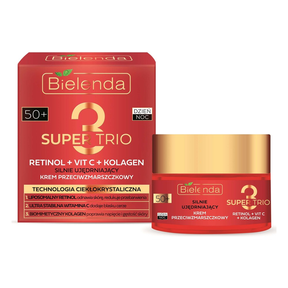 Bielenda Super Trio 3 Retinol Vit.C Collagen Strongly Firming Anti-Wrinkle 50+ Day and Night Cream 50ml