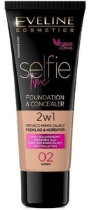 Eveline Selfie Time Foundation Concealer Covering Moisturizing Skin No 02 Ivory 30 ml