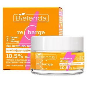 Bielenda Recharge Boost the Energy Moisturizing and Brightening Gel - Face Cream 4in1 for Dehydrated and Dull Skin for Day and Night 50ml