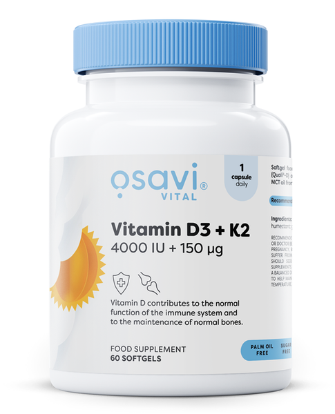 Osavi Vitamin D3 + K2 4000 IU + 150 mcg For Healthy Bones and Immunity 60 Softgels