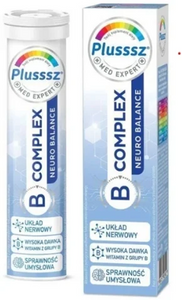 Plusssz B-Complex Neuro Balance for Support of Nervous System with Orange and Peach Flavor 20 Pieces