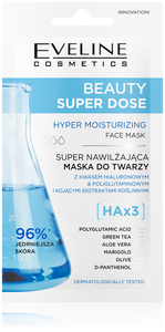 Eveline Beauty Super Dose Hyaluronic Acid Moisturizing Face Mask for Dry and Dehydrated Skin 8ml