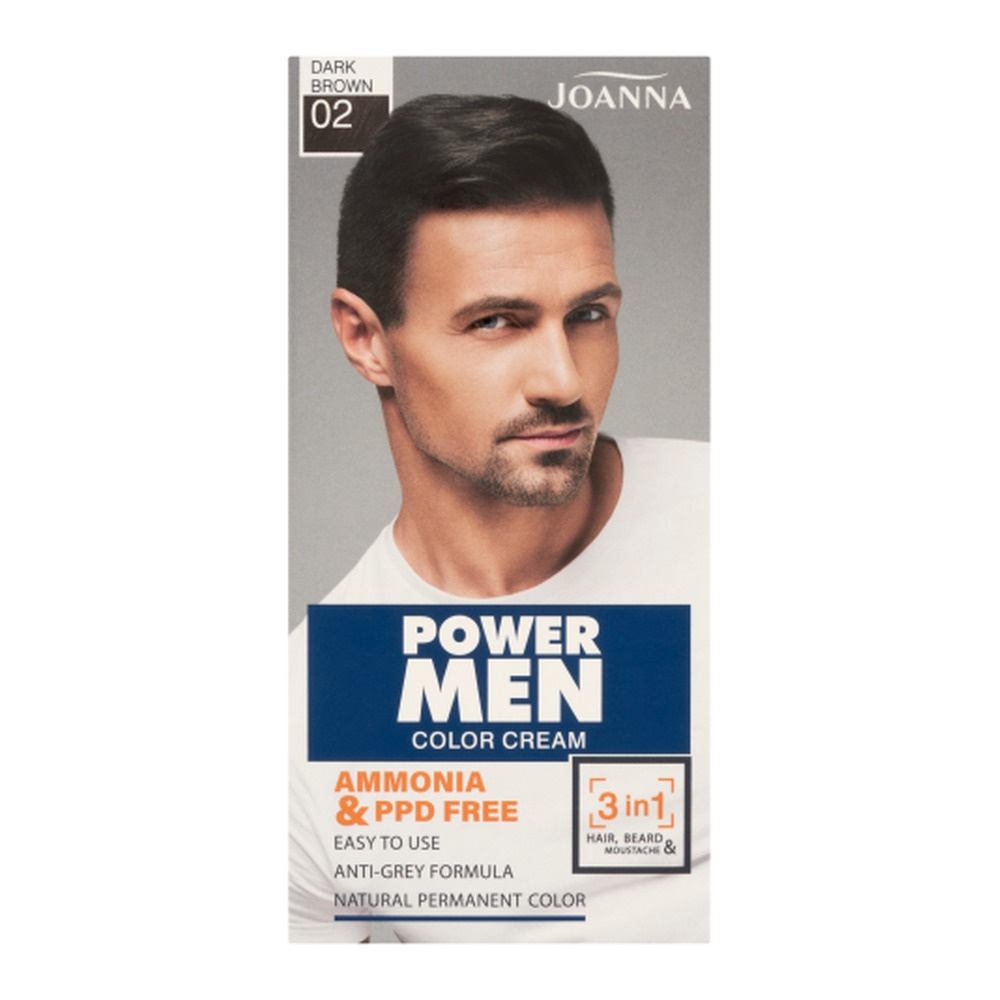 Joanna Power Men Color Cream 3in1 Hair Dye for Men No. 02 Dark Brown 1 Piece