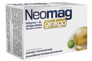 Neomag Ginkgo for Memory and Concentration with Magnesium and Vitamin B6 50 Tablets Best Before 30.09.25