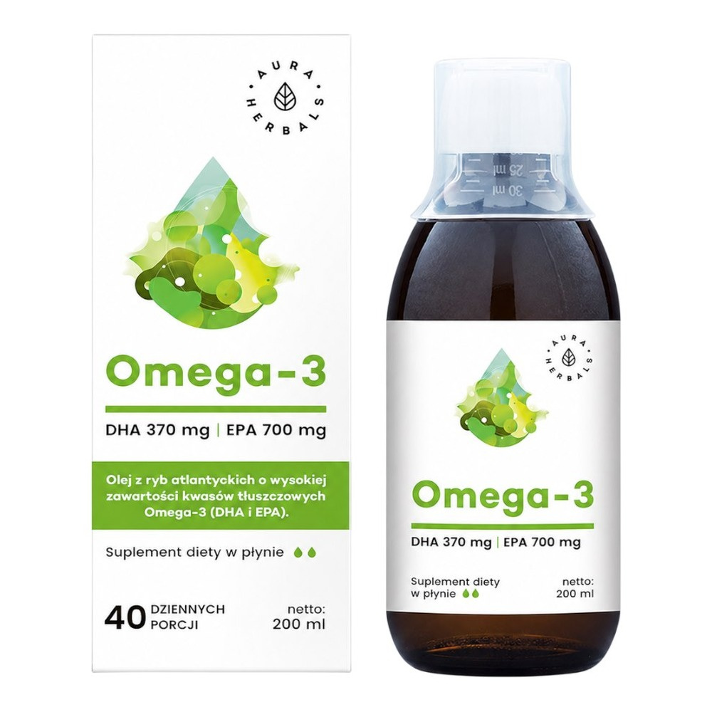 AURA HERBALS Omega-3 Liquid Fish Oil EPA 1400mg + DHA 740mg 200ml