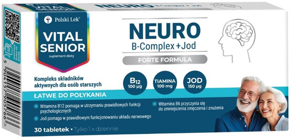 Vital Senior Neuro B-Complex + Iodine Memory and Nervous System Support 30 Tablets