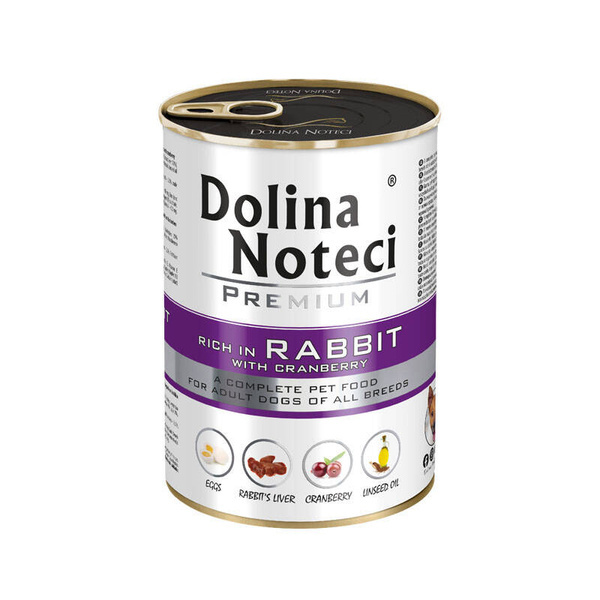 Dolina Noteci Premium Wet Food with Rabbit and Cranberry for Adult Dogs of All Breeds 400g