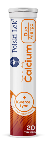 Polish Medicine Calcium + Quercetin Duo Alergo Allergy Orange Flavor 20 Tablets