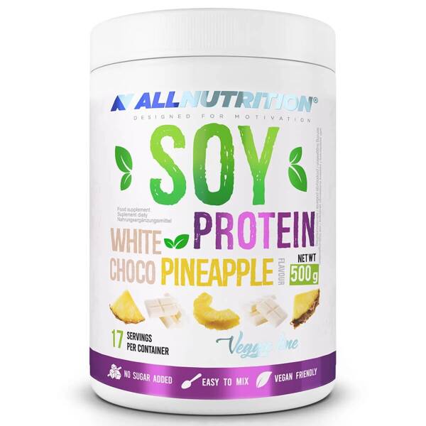 Allnutrition Vegan Soy Protein White Choco with Pineapple with no Sugar 500g