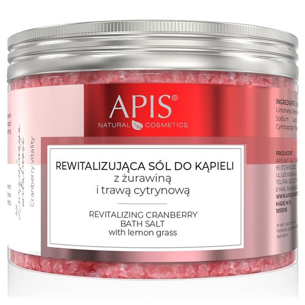 Apis Revitalizing Bath Salt with Cranberries and Lemongrass for all Skin Types 650g