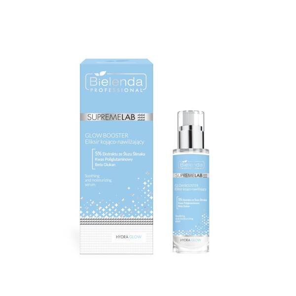 Bielenda Professional SupremeLab Hydra Glow Soothing and Moisturizing Glow Booster Elixir with Snail Slime Extract for Oily Combination and Sensitive Skin 30ml