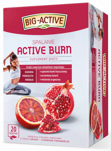 Big-Active Active Burn Burning Herbal-Fruit Tea with Pomegranate and Red Orange Flavor 20x2g