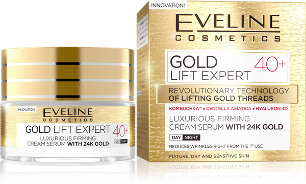 Eveline Gold Lift Expert Luxurious Firming Cream-Serum with 24k Gold 40+ for Day and Night 50ml