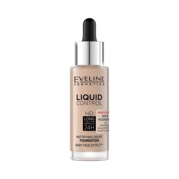 Eveline Liquid Control HD Foundation with Niacinamide in Dropper No. 003 Ivory Beige 32ml