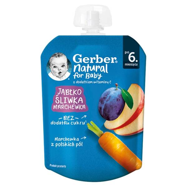 Gerber Dessert Apple Plum Carrot for Babies after 6 Months of Life 80g