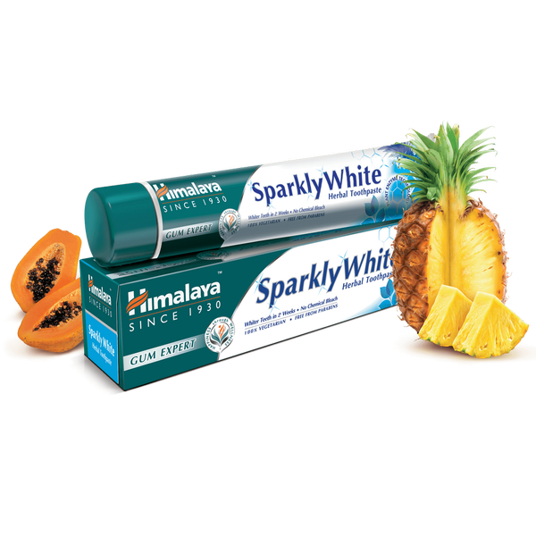 Himalaya Sparkly White Whitening Toothpaste with Advanced Herbal Formula with Papaya and Pineapple Enzymes 75ml