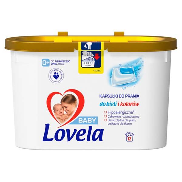 Lovela Baby Hypoallergenic Washing Capsules for Whites and Colors from Day One 12 Pieces