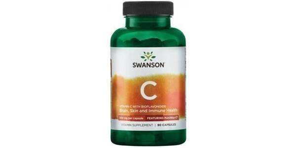 Swanson Vitamin C with Rose Hips 500g for Immune System 100 Capsules