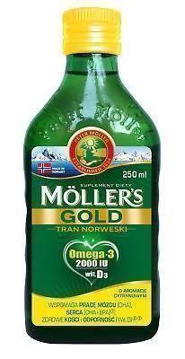 Tran Mollers Gold Lemon Flavor with Omega 3 600 IU Vitamin D3 Supporting DHA Heart and Immunity 250ml