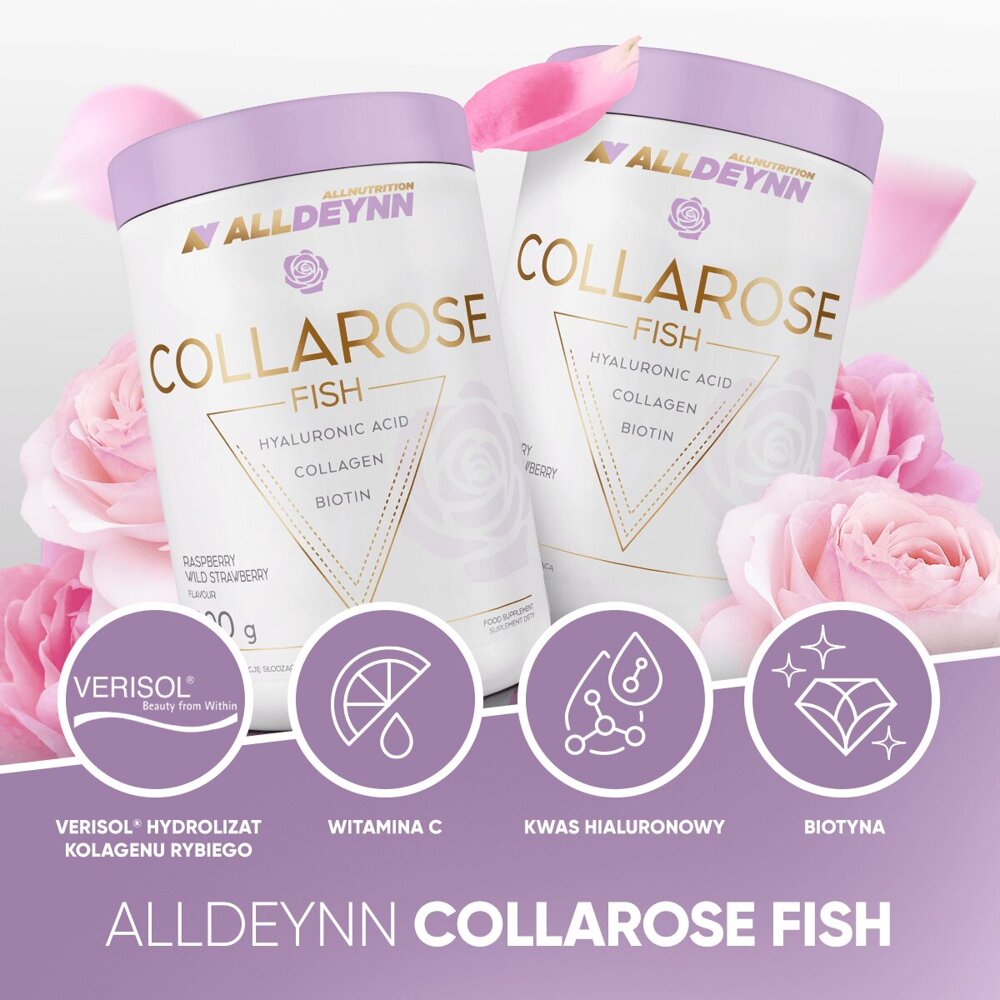 AllDeynn CollaRose Fish Collagen Hydrolyzate Verisol Raspberry Strawberry 150g