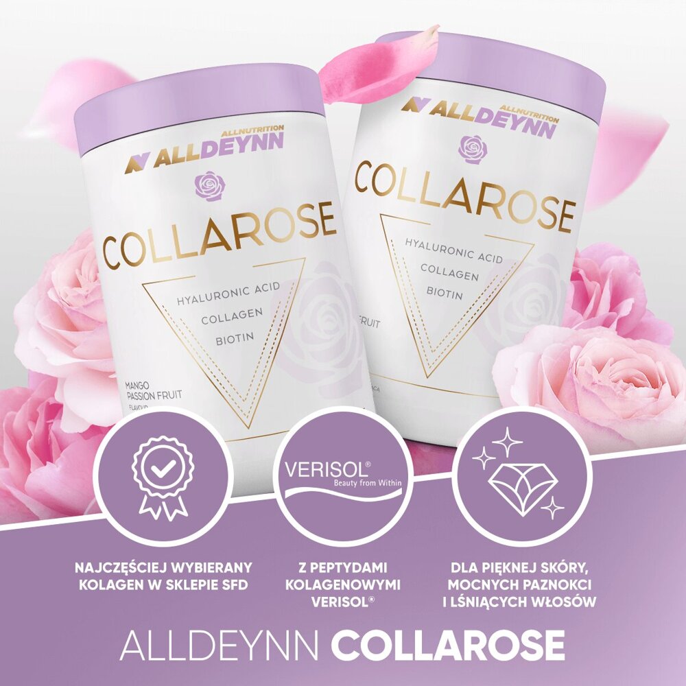 AllDeynn Collarose Collagen Hyaluronic Acid and Biotin for Healthy Skin with Mango Passion Fruit Flavor 300g