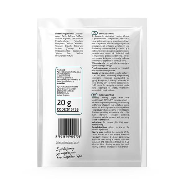 Apis Express Lifting Intensively Tightening Algae Mask with Tens'UP Complex for Mature Skin 20g