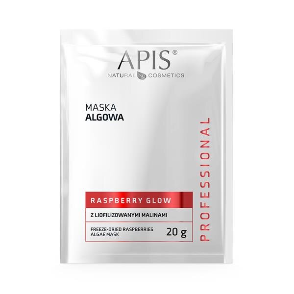 Apis Professional Raspberry Glow Algae Mask with Freeze-Dried Raspberries for Dry and Dehydrated Skin 20g