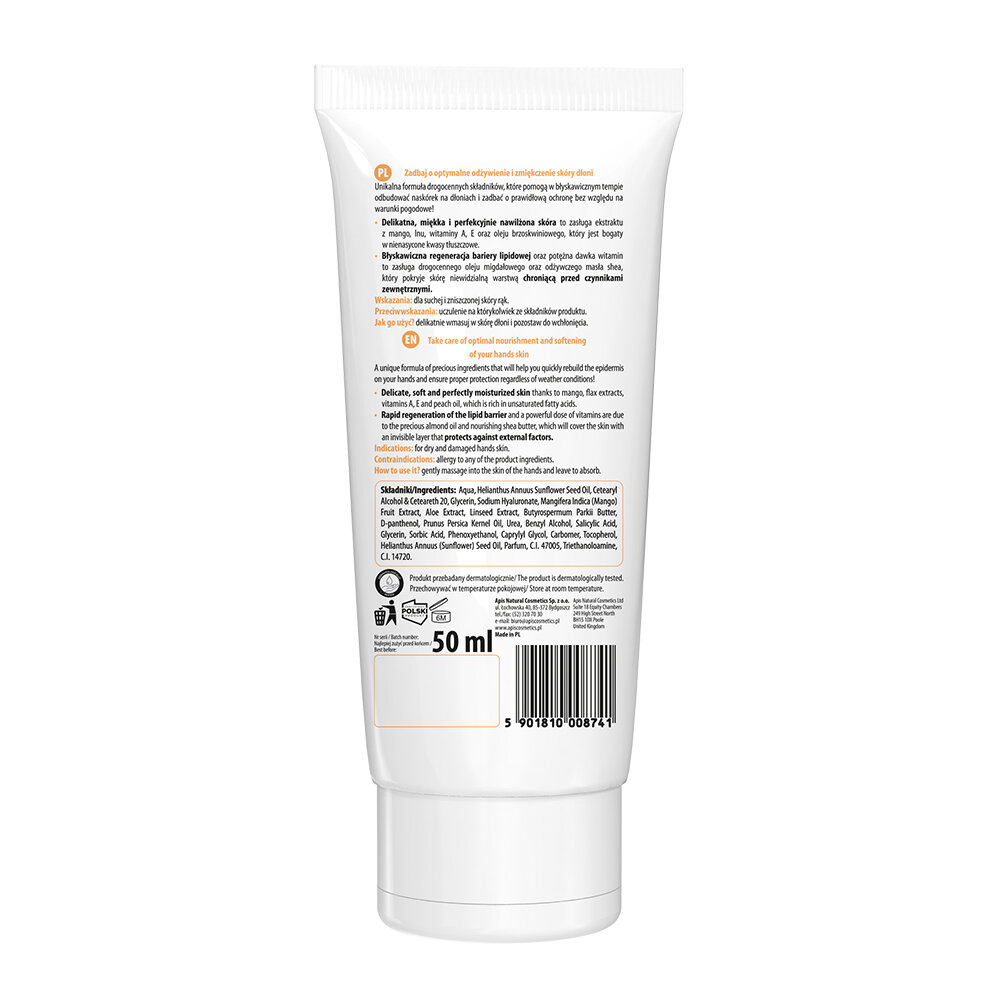 Apis Regenerating Hand Cream with Peach and Almond Oil and Mango Extract 50ml