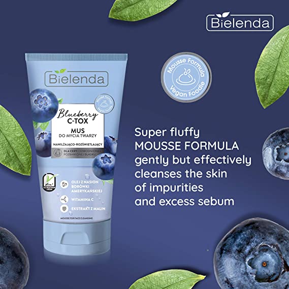 Bielenda Blueberry C Tox Face Wash Mousse for Dehydrated and Dry Skin 135g