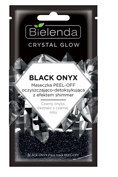 Bielenda Crystal Glow Black Onyx Face Mask Peel-Off Cleansing and Detoxifying with Shimmer Effect 8g