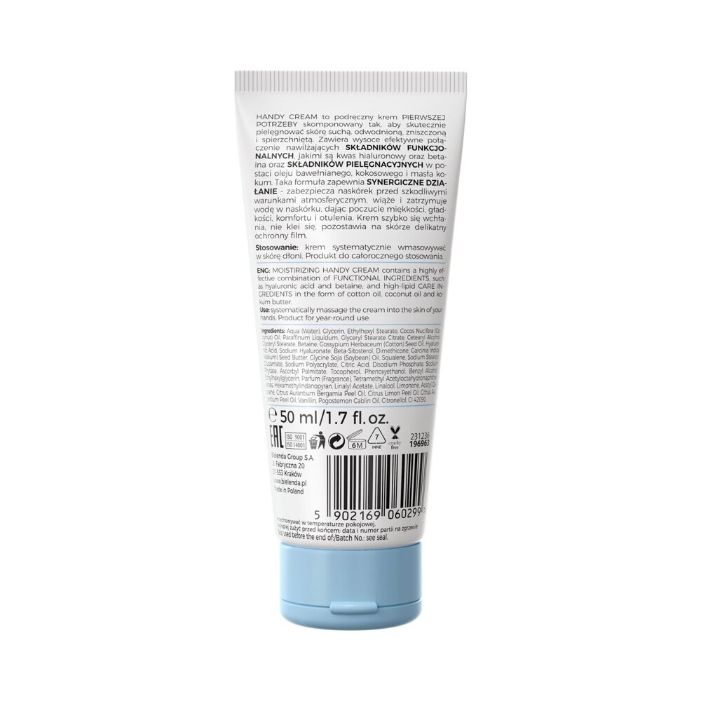 Bielenda Moisturizing Hand Cream with Hyaluronic Acid Cottonseed Oil and Kokum Butter 50ml