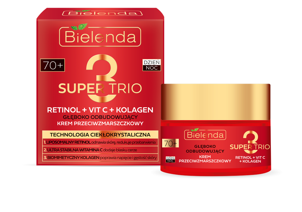 Bielenda Super Trio 3 Retinol Vit.C Collagen Deeply Rebuilding Anti-Wrinkle 70+ Day and Night Cream 50ml