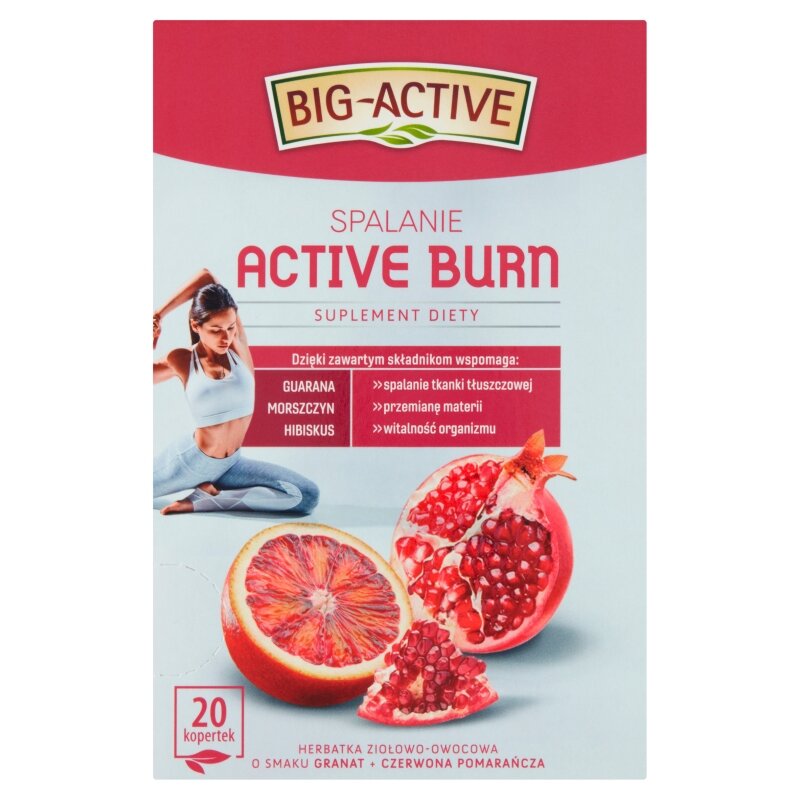 Big-Active Active Burn Burning Herbal-Fruit Tea with Pomegranate and Red Orange Flavor 20x2g