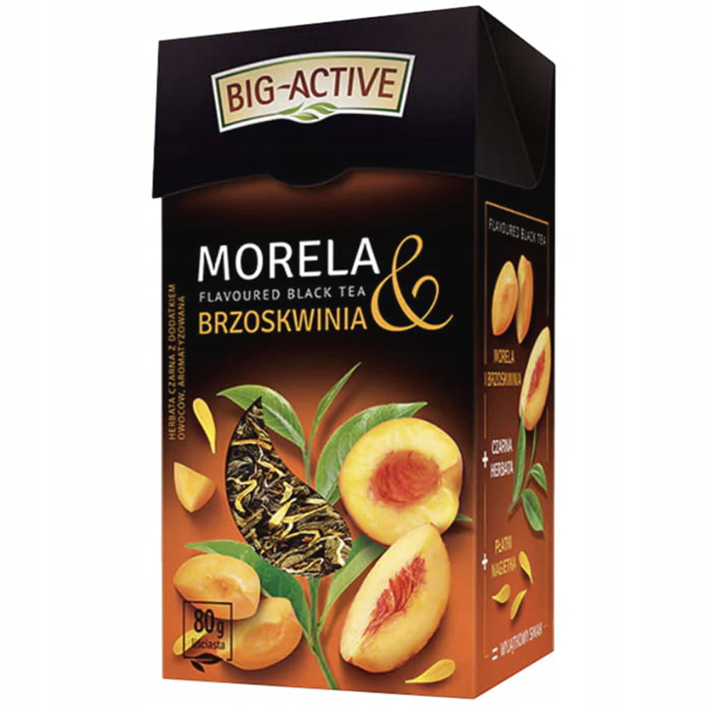 Big-Active Peach & Apricot Leaf Flavoured Black Tea with Fruit Pieces 80g