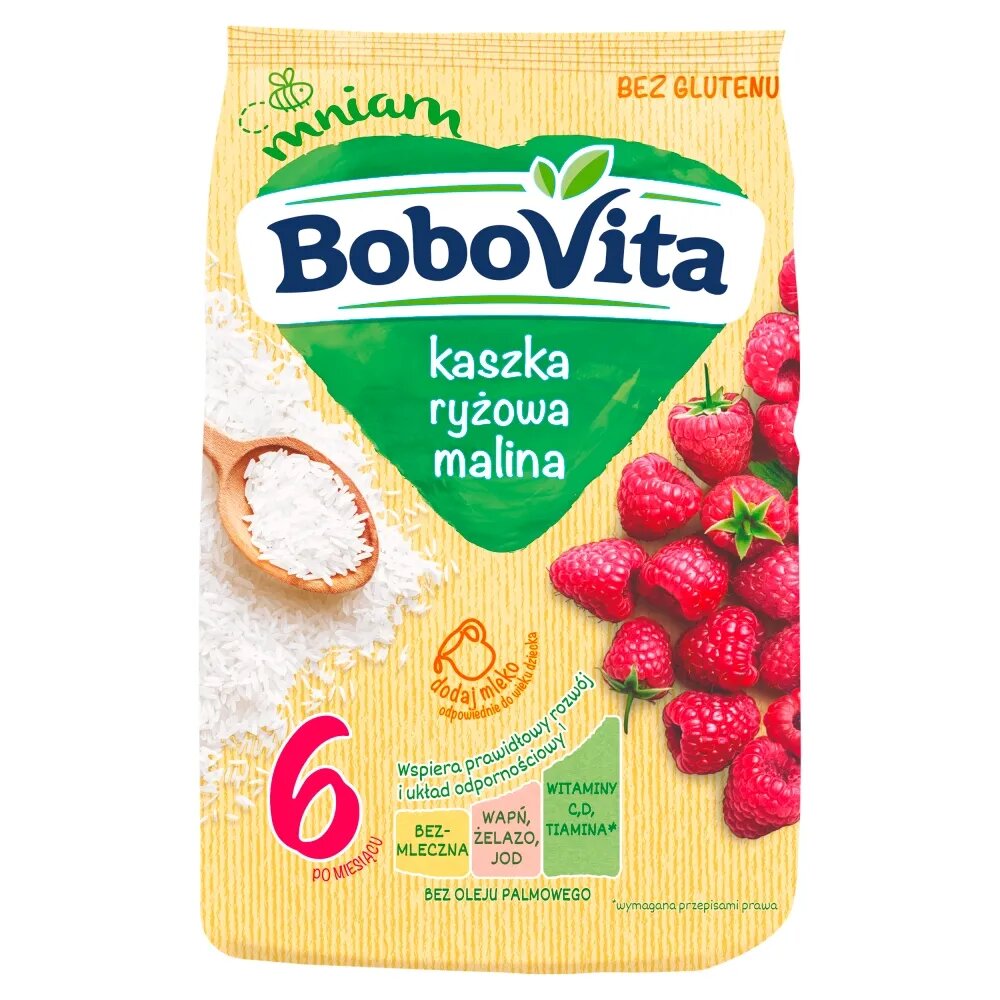 BoboVita Gluten Free Rice Porridge with Raspberry Flavor after 6th Month 180g