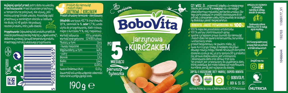 BoboVita Vegetable with Chicken for Babies after 5 Months 190g