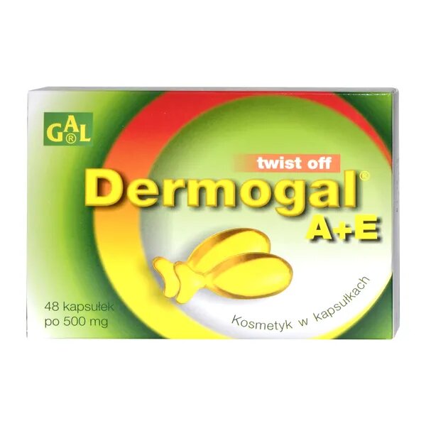 DERMOGAL A + E, gelatin capsules twist off 48 pieces