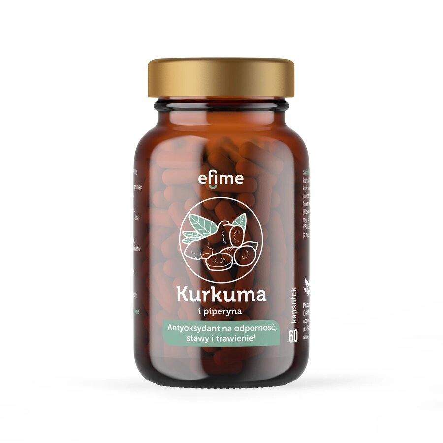 EkaMedica Efime Turmeric and Piperine Antioxidant for Immunity Joints and Digestion 60 Capsules ​