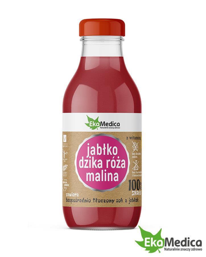 EkaMedica  Jabłko, dzika róża, malina sok, 300 ml