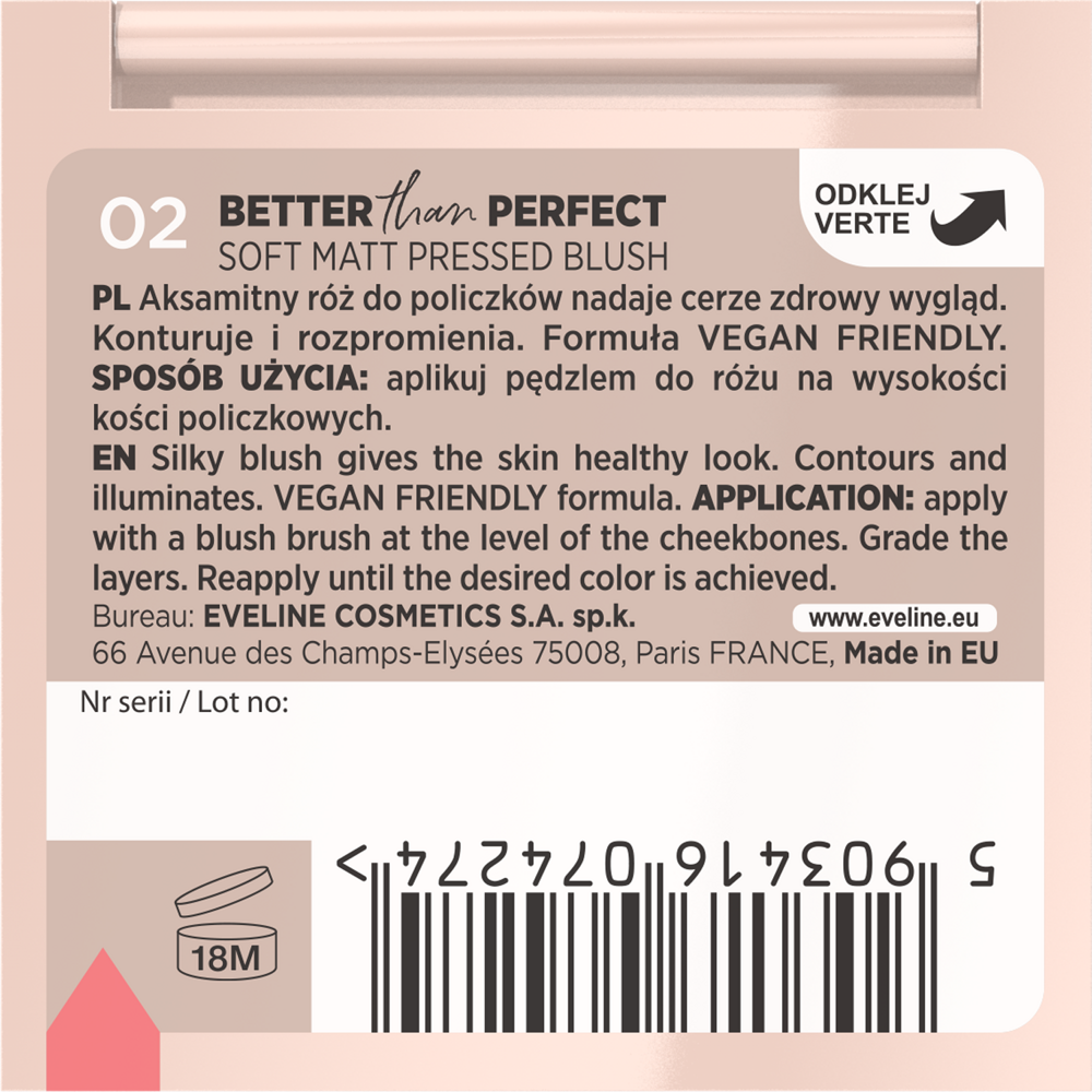 Eveline Better Than Perfect Pressed Blush No. 02 Funny Peach 1 Piece