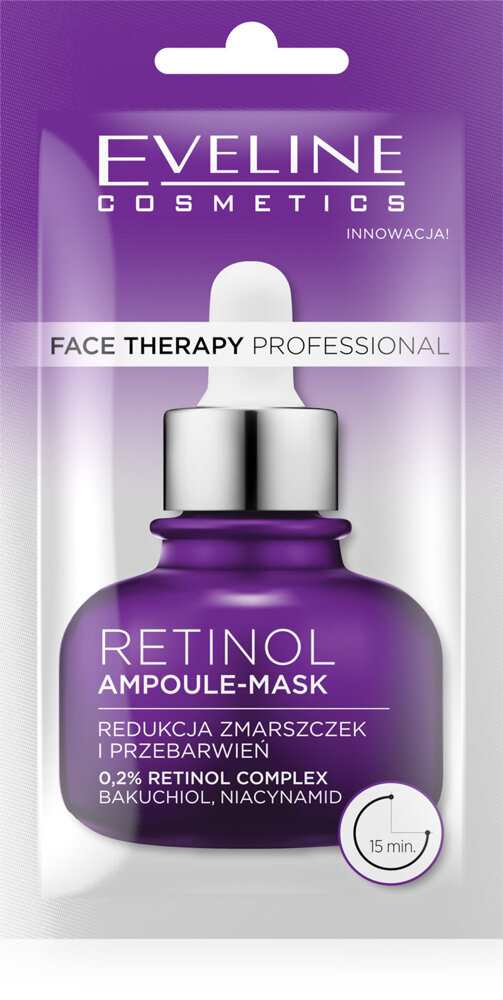 Eveline Face Therapy Professional Ampoule-Mask Retinol Reducing Wrinkles and Discoloration Cream Mask for Skin with First Signs of Aging 8ml