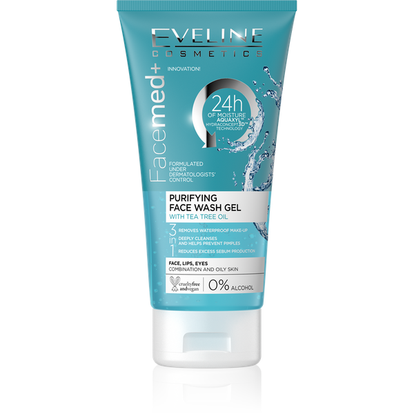 Eveline FaceMed+ Purifying Face Wash Gel with Tea Tree Oil for Combination and Oily Skin 150ml