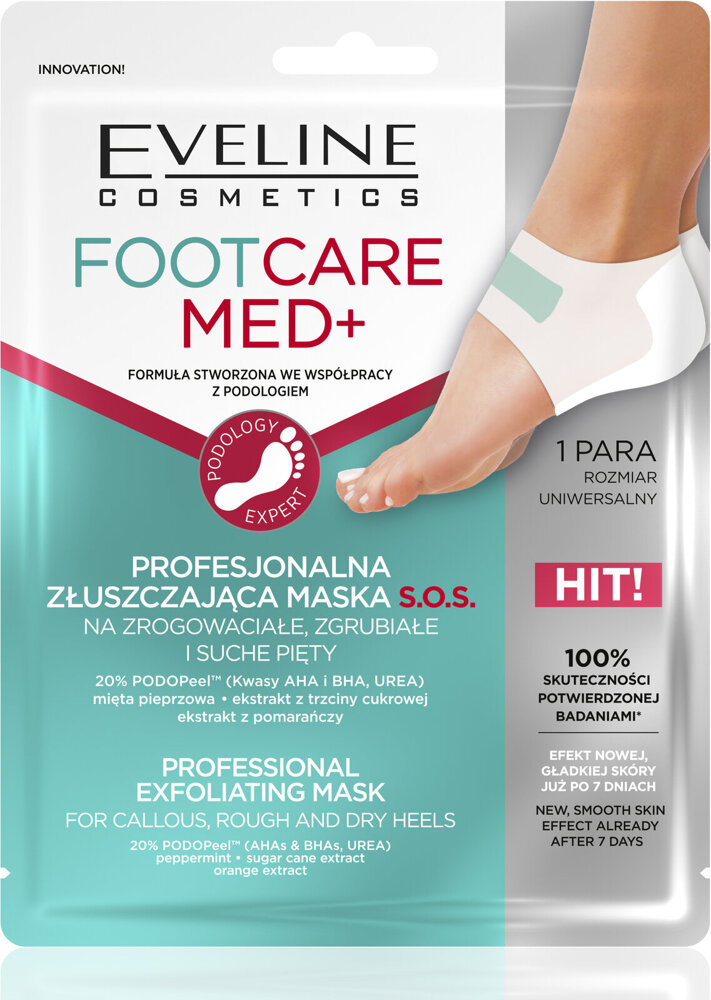 Eveline Foot Care Med+ Exfoliating Mask for Callous Rough and Dry Heels 1 Piece