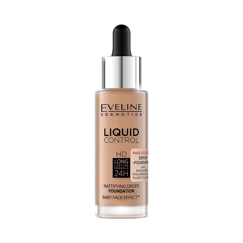 Eveline Liquid Control HD Foundation with Niacinamide in Dropper No. 060 Sunny Beige 32ml