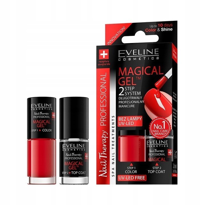 Eveline Nail Therapy Magical Gel 2 Step Gel System Manicure Set 07 Red 2x5ml