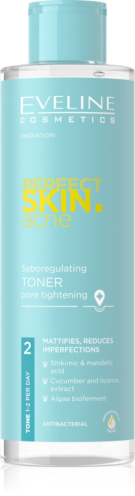 Eveline Perfect Skin Acne Seboregulating Toner Tightening Pores for Problematic Skin 200ml