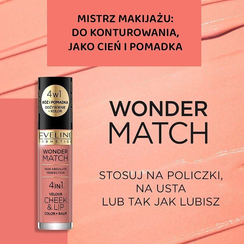 Eveline Wonder Match Cheek & Lip 4in1 Blush and Liquid Lipstick No.5 4.5ml