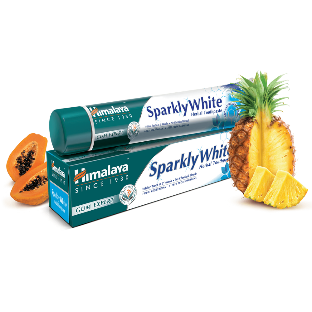 Himalaya Sparkly White Whitening Toothpaste with Advanced Herbal Formula with Papaya and Pineapple Enzymes 75ml