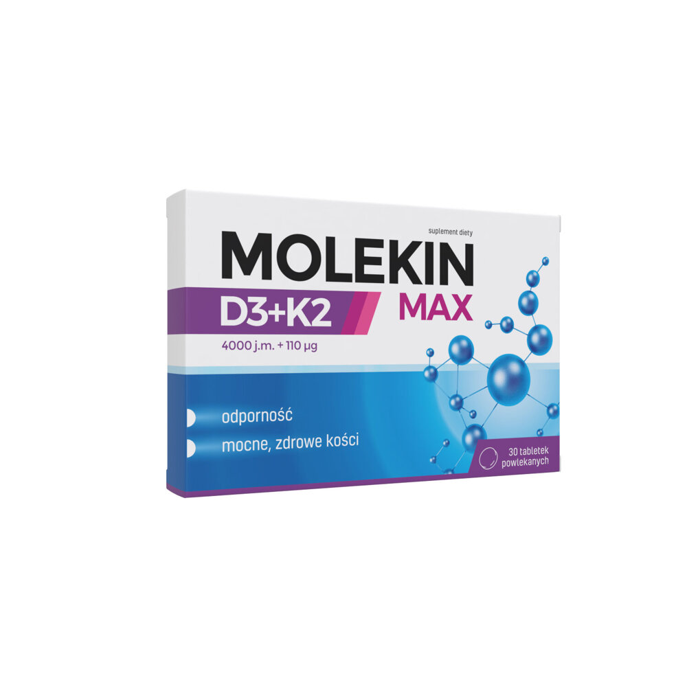 Molekin D3 + K2 MAX for Immunity Healthy Bones and Teeth 30 Tablets