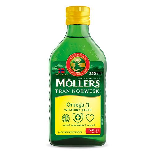 Mollers Norwegian Tran Omega 3 600 IU Vitamin D Lemon 250ml 